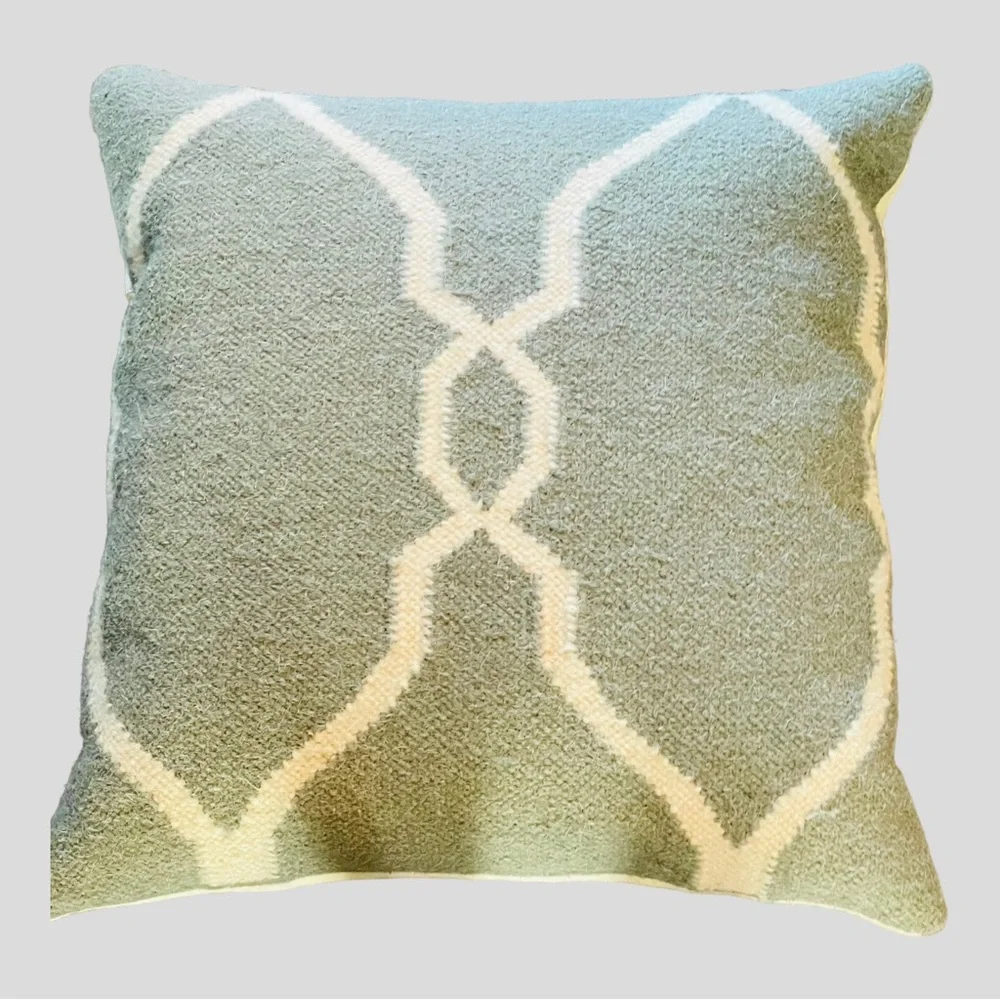 New! SURYA WOOL COTTON GEOMETRIC SQUARE THROW DECORATIVE PILLOW 18x18